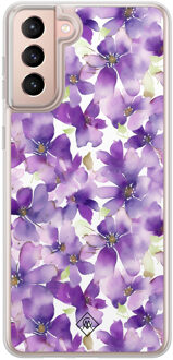Casimoda Samsung Galaxy S21 hybride hoesje - Floral violet Paars