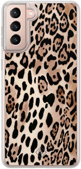 Casimoda Samsung Galaxy S21 hybride hoesje - Golden wildcat Bruin/beige