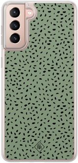 Casimoda Samsung Galaxy S21 hybride hoesje - Green confetti Groen