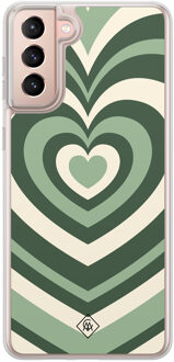 Casimoda Samsung Galaxy S21 hybride hoesje - Groen hart swirl