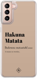 Casimoda Samsung Galaxy S21 hybride hoesje - Hakuna matata Bruin/beige