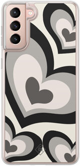 Casimoda Samsung Galaxy S21 hybride hoesje - Hart swirl zwart
