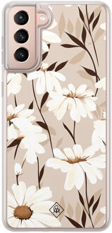 Casimoda Samsung Galaxy S21 hybride hoesje - In bloom Bruin/beige