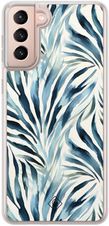 Casimoda Samsung Galaxy S21 hybride hoesje - Japandi waves Blauw