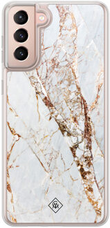 Casimoda Samsung Galaxy S21 hybride hoesje - Marmer goud Goudkleurig