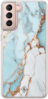 Casimoda Samsung Galaxy S21 hybride hoesje - Marmer lichtblauw