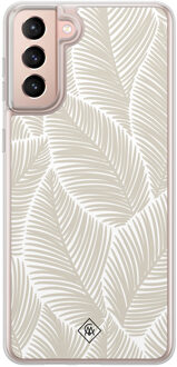 Casimoda Samsung Galaxy S21 hybride hoesje - Palmy leaves beige Bruin/beige