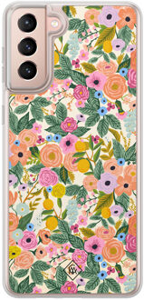 Casimoda Samsung Galaxy S21 hybride hoesje - Pink gardens Roze