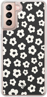 Casimoda Samsung Galaxy S21 hybride hoesje - Retro bloempjes Zwart
