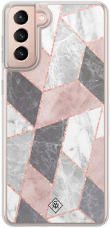 Casimoda Samsung Galaxy S21 hybride hoesje - Stone grid Paars