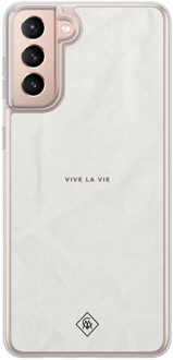 Casimoda Samsung Galaxy S21 hybride hoesje - Vive la vie Grijs/zilverkleurig