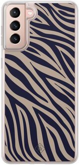 Casimoda Samsung Galaxy S21 hybride hoesje - Wavy twist Blauw
