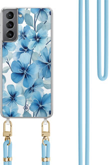 Casimoda Samsung Galaxy S21 Plus hoesje met blauw koord - Indigo gardens