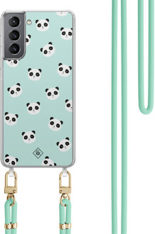 Casimoda Samsung Galaxy S21 Plus hoesje met mint koord - Panda print