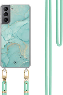 Casimoda Samsung Galaxy S21 Plus hoesje met mint koord - Touch of mint