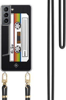 Casimoda Samsung Galaxy S21 Plus hoesje met zwart koord - Cassette mixtape