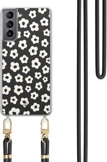 Casimoda Samsung Galaxy S21 Plus hoesje met zwart koord - Retro bloempjes