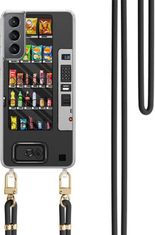 Casimoda Samsung Galaxy S21 Plus hoesje met zwart koord - Snoepautomaat Zwart, Multi
