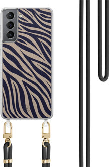 Casimoda Samsung Galaxy S21 Plus hoesje met zwart koord - Wavy twist Blauw