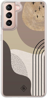 Casimoda Samsung Galaxy S21 Plus hybride hoesje - Abstract almond Bruin/beige