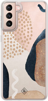 Casimoda Samsung Galaxy S21 Plus hybride hoesje - Abstract dots Bruin/beige