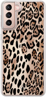 Casimoda Samsung Galaxy S21 Plus hybride hoesje - Golden wildcat Bruin/beige