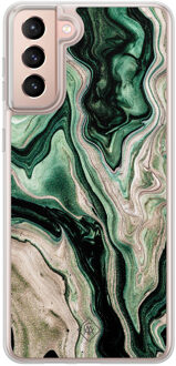 Casimoda Samsung Galaxy S21 Plus hybride hoesje - Green waves Groen