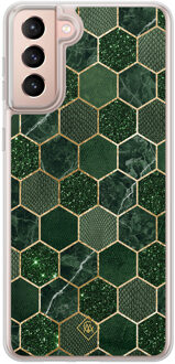 Casimoda Samsung Galaxy S21 Plus hybride hoesje - Kubus groen