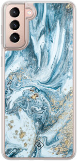 Casimoda Samsung Galaxy S21 Plus hybride hoesje - Marble sea Blauw