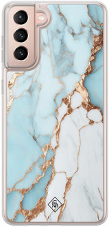 Casimoda Samsung Galaxy S21 Plus hybride hoesje - Marmer lichtblauw