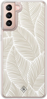 Casimoda Samsung Galaxy S21 Plus hybride hoesje - Palmy leaves beige Bruin/beige