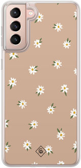 Casimoda Samsung Galaxy S21 Plus hybride hoesje - Sweet daisies Bruin/beige