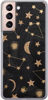 Casimoda Samsung Galaxy S21 Plus siliconen hoesje - Counting the stars Zwart, Goudkleurig
