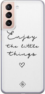 Casimoda Samsung Galaxy S21 Plus siliconen hoesje - Enjoy life Zwart, Wit
