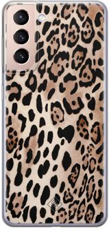 Casimoda Samsung Galaxy S21 Plus siliconen hoesje - Golden wildcat Bruin/beige