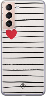 Casimoda Samsung Galaxy S21 Plus siliconen hoesje - Heart queen Bruin/beige