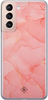 Casimoda Samsung Galaxy S21 Plus siliconen hoesje - Marmer roze