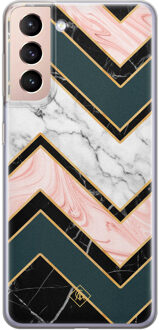 Casimoda Samsung Galaxy S21 Plus siliconen hoesje - Marmer triangles Multi