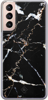 Casimoda Samsung Galaxy S21 Plus siliconen hoesje - Marmer zwart