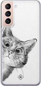 Casimoda Samsung Galaxy S21 Plus siliconen hoesje - Peekaboo Zwart, Wit