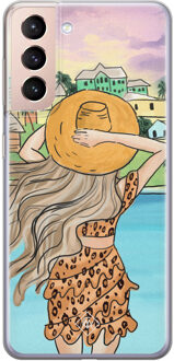 Casimoda Samsung Galaxy S21 Plus siliconen hoesje - Sunset girl Multi