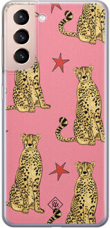 Casimoda Samsung Galaxy S21 Plus siliconen hoesje - The pink leopard Roze