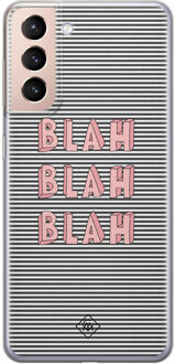 Casimoda Samsung Galaxy S21 Plus siliconen telefoonhoesje - Blah blah blah Blauw, Roze