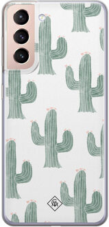 Casimoda Samsung Galaxy S21 Plus siliconen telefoonhoesje - Cactus print Groen