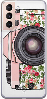 Casimoda Samsung Galaxy S21 Plus siliconen telefoonhoesje - Hippie camera Roze