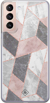 Casimoda Samsung Galaxy S21 Plus siliconen telefoonhoesje - Stone grid Roze