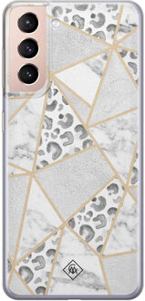 Casimoda Samsung Galaxy S21 Plus siliconen telefoonhoesje - Stone & leopard print Bruin/beige