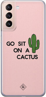 Casimoda Samsung Galaxy S21 siliconen hoesje - Go sit on a cactus Roze