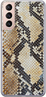 Casimoda Samsung Galaxy S21 siliconen hoesje - Golden snake Goudkleurig