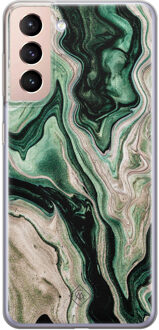 Casimoda Samsung Galaxy S21 siliconen hoesje - Green waves Groen